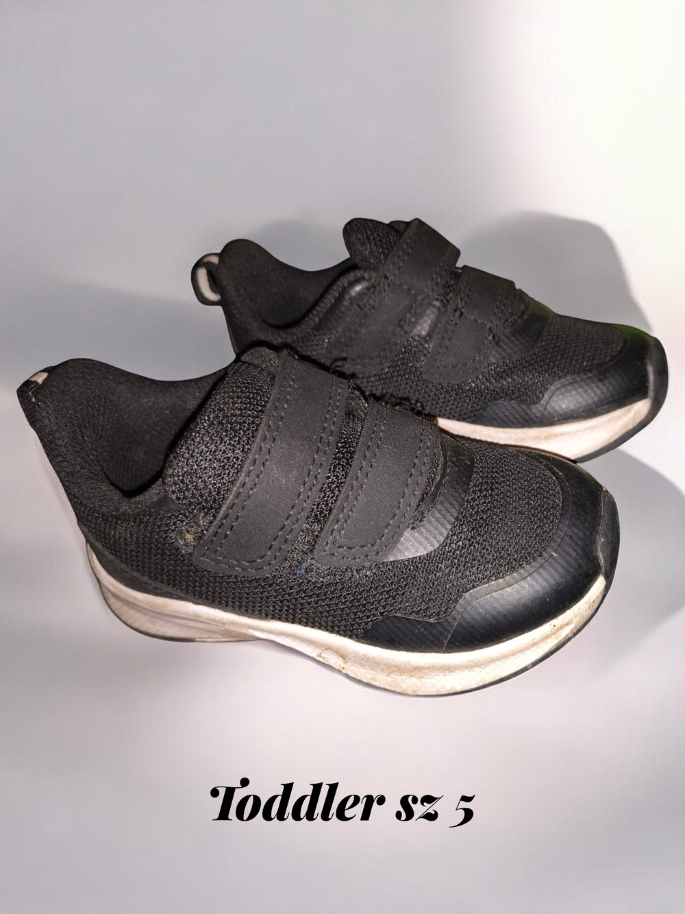 Toddler Black Athletic Sneakers with Hook-and-Loop Straps